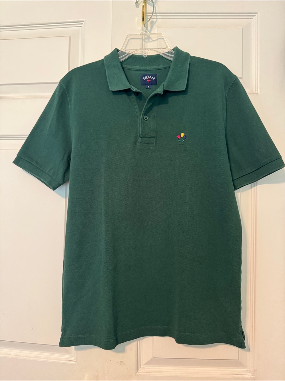Noah Dark Green Short-Sleeve Polo Shirt with embroidered logo S